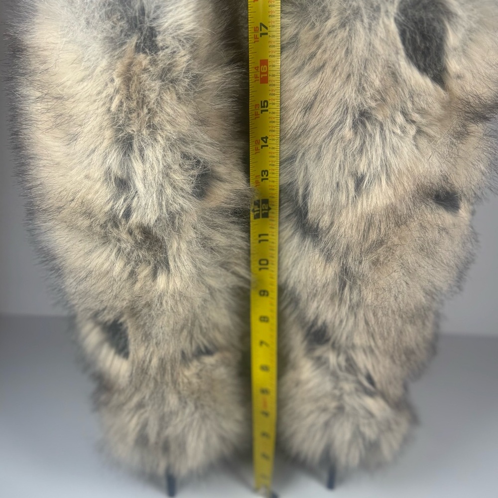 Azalea Wang Debby Grey Multi Faux Fur Tall Boots Winter Festival Shaggy Boots - Picture 3 of 5